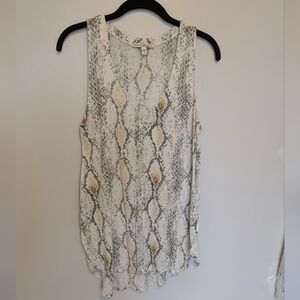 Express Snake Print Sheer Knit V Neck Tank Top